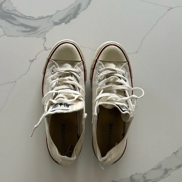 2/$30 Converse All Star chucks sneakers white blue navy red fits like wm’s 8.5-9 - Picture 1 of 8